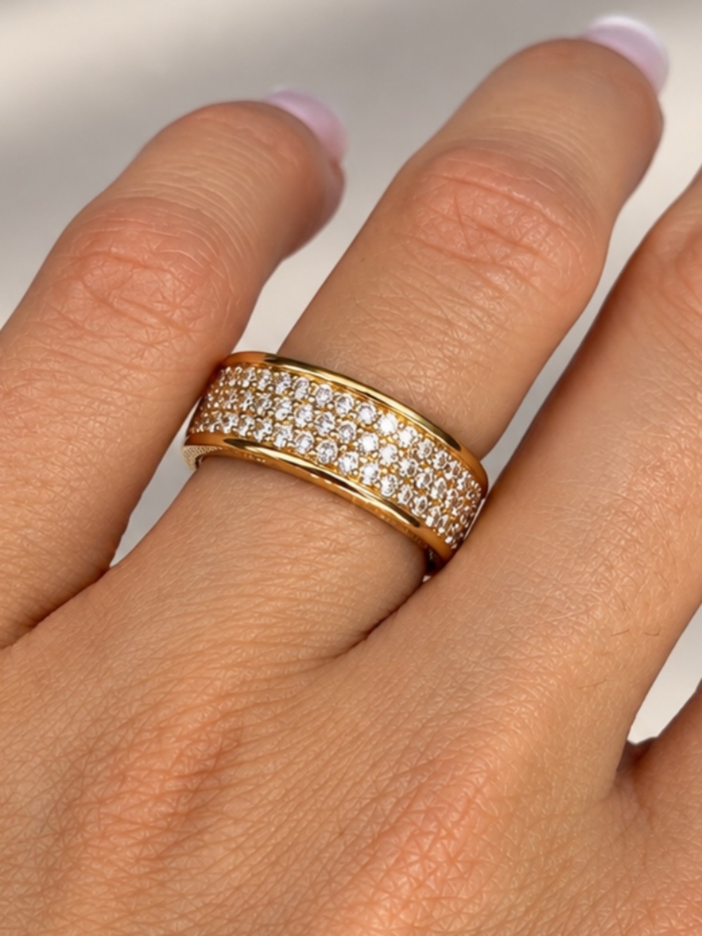 18K Rose Gold Natural Diamond Wide Pave Band Ring